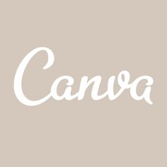 the word canva is written in white on a gray background with a black and white border