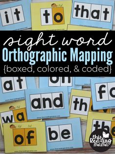 sight word orthogramic map with colored and labeled words in the middle