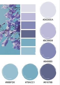 the color scheme for blue and purple is shown in this image, with different shades