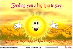 a happy sun saying sending you a big hug to say