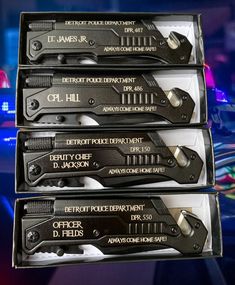 three police knifes are in the packaging