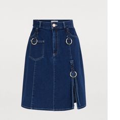 Brand New Braided Denim Skirt, Bought It From Farfetch High Waisted Skirt Denim, Jean Skirt Nordstrom, Luxury Denim Skirt, Cheap High Waist Pleated Denim Skirt, Denim Skirts For Women Short, Cheap Denim Skirt, Dinem Skirts, Black Skirt Outfit Summer, Denim Skirts Online