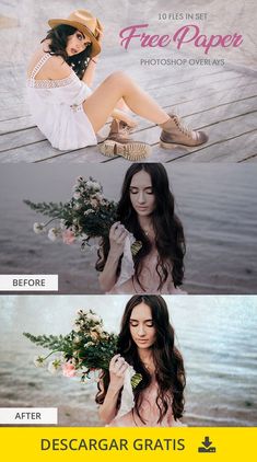 two photoshopped images with the same woman in white dress sitting on a dock