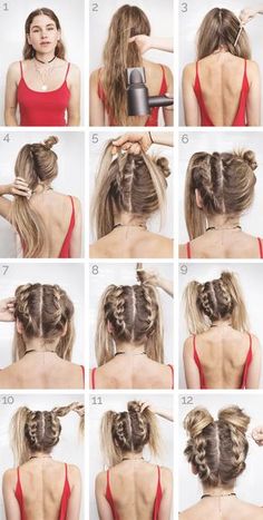 Tutorial: Space Buns – Festival Hair › thefashionfraction.com Festival Hair Tutorial, Space Buns, Fishtail Braid, Length Hair, Half Up