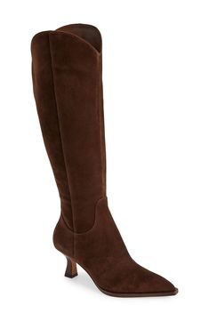 Dolce Vita Annika Pointed Toe Boot (Women) | Nordstrom Wide Calf Brown Boots, Dolce Vita Boots, Pointed Toe Boots, Wide Calf, Casual Winter Outfits, Winter Casual, Stacked Heel, Brown Suede, Brown Boots