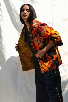 Multicolor oversize jacket with patchwork print.
Component: 1
Pattern: Printed
Type Of Work: Abstract
Neckline: Shawl collar
Sleeve Type: Long sleeves
Fabric: Cotton Silk Satin
Color: Multi Color
Other Details: 
Note: Inner tunic, pant worn by the model is not for sale
Occasion: Party - Aza Fashions Patchwork Jackets For Women, Oversize Jacket, Satin Shawl, Color Abstract, Patchwork Jacket, Patchwork Print, Satin Color, Jacket For Women, Oversized Jacket