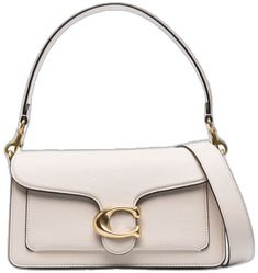 Classic White Shoulder Bag With Gold-tone Logo, White Crossbody Shoulder Bag With Gold-tone Logo, Classic White Bags With Gold-tone Logo Plaque, Chic White Bag With Gold-tone Logo Plaque, White Crossbody Bag With Gold-tone Logo Plaque, Classic White Bag With Cc Turnlock Closure, Luxury White Shoulder Bag With Cc Turnlock Closure, Elegant White Shoulder Bag With Cc Turnlock Closure, White Leather Shoulder Bag With Cc Turnlock Closure