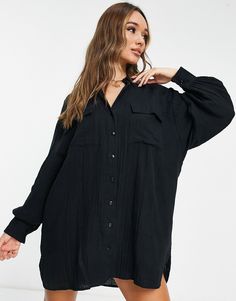 Dresses by ASOS DESIGN A round of applause for the dress Spread collar Button placket Volume sleeves Oversized fit Oversized Dress Shirt, Volume Sleeves, Round Of Applause, Oversized Shirt Dress, Professional Style, Clothing Sites, Mini Robes, Over Size, Oversized Dress