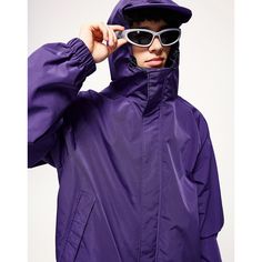 Purple Windproof Hooded Outdoor Jacket  Material: 100%Polyester  Material Function: Windproof, Size: S, M, L, XL, 2XL Color: Purple, Black, Army Green  Season: Spring, Autumn,   Occasion: Leisure, Outdoor, Daily, Vacation, Climbing, Hiking, Fishing Solid Hooded Raincoat For Sports, Solid Color Hooded Raincoat For Sports, Weatherproof Windbreaker For Sports, Solid Weatherproof Windbreaker For Sports, Hiking Windbreaker With Double-lined Hood, Oversized Solid Color Windbreaker For Outdoor, Solid Windbreaker With Double-lined Hood For Hiking, Oversized Nylon Windbreaker In Solid Color, Oversized Solid Windbreaker For Outdoor