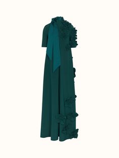 The SIL - Greta Constantine: Rembrandt Dress Monochromatic Flowers, Greta Constantine, Silk Wool, Rembrandt, Hunter Green, Fancy Dresses, Neck Tie, Weddings, Silk