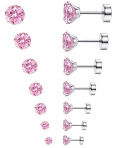 PRICES MAY VARY. [CZ Stud Earrings] One order include 7 pairs of stainless steel cartlidge earrings stud. Affordable and acceptable price, meet your daily needs, give you charming look and win more compliments.Classic design: simple and generous round cubic zirconia inlay, sparkling, overall fashion personality, no matter what seasons can be easily matched. [Flat Backed Earrings Size]Cubic zirconia width 2,3,4,5,6,7,8mm, gauge size: 20g =0.8mm, rod length: 6mm, the diameter of the flat back is 5 Cartlidge Earrings, Flatback Earrings, Overall Fashion, Colorful Stud Earrings, Red Earrings Stud, Pink Stud Earrings, Barbell Earrings, Tragus Stud, Cartilage Earrings Stud