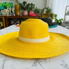 Brand New Yellow Straw Hats Os Summer See Measures As Pictured Perfect Without Flaws Yellow Panama Fedora Hat For Spring, Yellow Curved Brim Panama Hat For Spring, Yellow Panama Hat With Curved Brim For Spring, Casual Yellow Short Brim Panama Hat, Casual Yellow Panama Hat With Short Brim, Casual Yellow Sun Hat For Spring, Casual Yellow Hat For Spring, Adjustable Yellow Straw Hat For Summer, Adjustable Yellow Summer Straw Hat