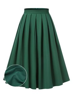 Retro Green A-line Skirt, Green Pleated Winter Skirt, Retro Green Skirt For Fall, Classic Green Pleated Skirt, Retro Green Pleated Skirt, Green Retro Knee-length Skirt, Retro Green Knee-length Skirt, Retro Stage, Character Wardrobe