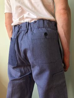 Deadstock German Vintage Work Pants / Size W41 / Work Trousers / Indigo This vintage work pants is in wonderful deadstock condition ! - name brand - Konig - made in Switzerland - color - indigo - 2 side pockets - 2 back pockets - belt loops - material - cotton - label size - 44 (watch measurements) FLAT Measurements: Waist : 16 inches (41cm) +elastic in the belt Inseam : 31 1/2 inches (80cm) Outseam : 42 1/2 inches (108cm) Hem trousers : 10 inches (25cm) Pay your attention to that most antique i Relaxed Fit Bottoms With Pockets And Straight Hem, Relaxed Fit Bottoms With Pockets, Tapered Trousers With Pockets, Utility Bottoms With Straight Hem And Hip Pockets, Utility Style Bottoms With Pockets For Work, Cotton Workwear Bottoms With Cargo Pockets, Cotton Bottoms With Cargo Pockets For Workwear, Utility Bottoms With Pockets For Work, Utility Work Trousers With Side Pockets