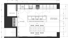 the floor plan for a kitchen with an oven, sink and countertop space in it