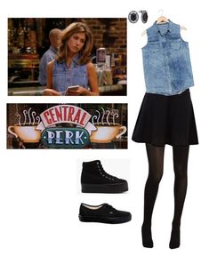 a fashion look from may 2012 featuring denim jacket, black skirt and high top sneakers