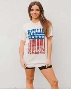 Willie Nelson Stars Off White Thrifted Tee - shoplivylu Willie Nelson, Curated Gifts, Pop Up Shop, Online Retail, Fashion Tees, Unique Colors, Vintage Denim, Boutique Clothing, Cool Designs