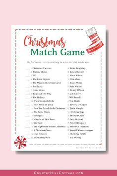 a christmas match game with candy canes on it