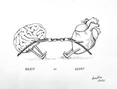 fantasy ink fineliner drawing Heart Vs Mind Drawing, Brain Heart Drawing, Giving Heart Drawing, Heart And Brain Drawing, Drawing About Life, Brain Drawing Aesthetic, Brain And Heart Drawing, Brain On Heart Off, Mind And Heart Tattoo