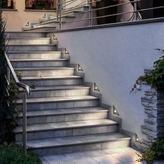 the stairs are lit up with leds to illuminate them from outside lights