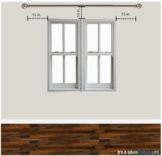 an image of a window with measurements for the size and width in front of it