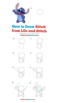 Draw Stitch, Stitch From Lilo And Stitch, Disney Drawing Tutorial, Easy Pencil Drawings, Easy Disney Drawings, Lilo Und Stitch, Drawing Instructions, Lilo And Stitch Quotes, Lilo And Stitch Drawings