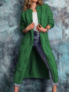 Daily Long sleeve Regular Fit Others Sweater Coat Crochet Duster, Long Sweater Coat, Pullover Outfit, Cozy Coats, Gilet Long, Colored Cardigans, Winter Vest, Wardrobe Classic, Winter Cardigan