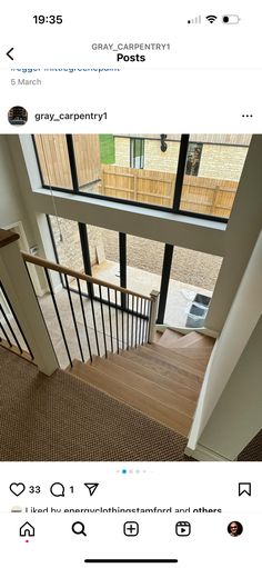 an instagramted photo of someone's house from the top of their stairs