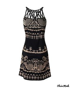 Olivia Mark - Vintage Tribal Print Sleeveless Casual Dress Boho Mode, Casual Sundress, Mode Boho, Vestido Casual, Daily Dress, Boho Casual, Estilo Boho, Dress Size Chart, Beach Dress