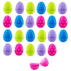 Polka Dot Parade: Set of 24 Colorful Dot Printed Fillable Plastic Easter Eggs 2.25 Inches in Multi color, Oval shape Easter Photo Props, Egg Party, Small Drawstring Bag, Plastic Easter Eggs, Easter Photos, About Easter, Plastic Eggs, Online Gift Shop, Favorite Candy