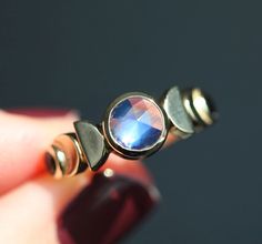 Moonstone Moon Phase Ring With Spinels Gold Moon Phase Ring | Etsy Full Moon Ring, Moon Phase Ring, Moonstone Engagement Ring Set, Delicate Engagement Ring, Black Spinel Ring, Galaxy Ring, Spinel Ring, Moonstone Engagement, Moonstone Engagement Ring