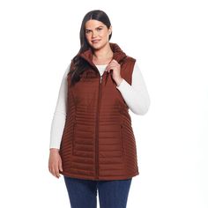 Add an extra layer of cozy to your cold weather style with this Plus Size Weathercast Channel Quilted Longline Vest. Click on this WOMEN'S GUIDE to find the perfect fit and more! Add an extra layer of cozy to your cold weather style with this Plus Size Weathercast Channel Quilted Longline Vest. Click on this WOMEN'S GUIDE to find the perfect fit and more! FEATURES Two adjustable back snap tabs Smooth woven water-resistant quilted exterior 2 side zip pockets Zipper closure Sleeveless Fully linedF Cold Weather Style, Cold Weather Fashion, Fitted Style, Outerwear Women, Long A Line, Fabric Care, Cold Weather, Side Zip, Gender Female