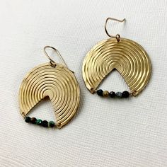 Peace Earrings – Fluff Hardware Peace Earrings, Egyptian Jewelry, Earrings Inspiration, I Love Jewelry, Brass Jewelry, Gold Texture, Boutique Jewelry, Raw Brass, Turquoise Beads