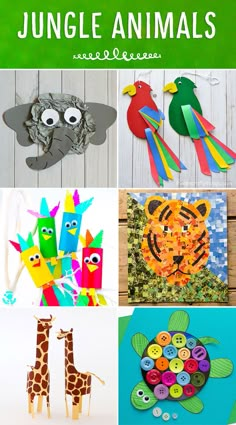 some crafts and activities for kids to do with the jungle animals, including paper plates