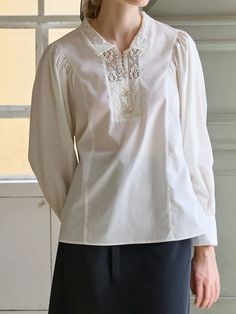 Hadleigh Lace Paneled Hollow Puff Sleeve Blouse – Simple Retro Blouse Simple, Simple Retro, Lace Button, Simple Blouse, Puff Sleeve Blouse, Lace Panelled, Victorian Fashion, Puff Sleeve, Sleeve Blouse