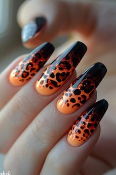 Coral Nails With Design, Trendy Nail Designs, Queen Nails, Spring Acrylic Nails, February Nails, Leopard Print Nails, Print Nails, Animal Print Nails