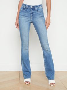 L'AGENCE - Selma High-Rise Bootcut Jean in Alameda Mid-rise Medium Wash Flares For Fall, Everyday Dark Wash Mid-rise Flare Jeans, Mid-rise Medium Wash Flare Jeans, Classic Dark Wash Washed Flare Jeans, Classic High Rise Medium Wash Flare Jeans, Fitted Flare Jeans In Medium Wash, Everyday Denim Blue Flare Jeans, Fitted Full-length Medium Wash Flares, Mid-rise Medium Wash Flare Jeans For Everyday