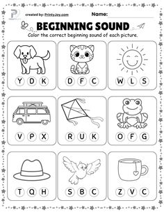 Beginning Sounds Worksheets Free Printable Worksheet Phonics For Preschool, Preschool Literacy Worksheets, Sounds Worksheets For Preschool, Beginning Sounds Worksheets Preschool, Phonics Worksheets Free Printables, Alphabet Words Worksheet, Abc Kindergarten Worksheets, Free Prek Worksheets, Prek4 Worksheets