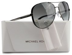 Michael Kors MK5004 Chelsea Aviator Sunglasses Gunmetal w/Grey Gradient 1013/11 Product Overview Embracing fashion designer Michael Kors vision of bringing a luxurious lifestyle to fashionistas across the globe, Michael Kors sunglasses have been designed with the style conscious in mind, their quirky designs mix fun, glamour and sophistication. All new Michael Kors sunglasses collection made in China by Luxottica Group. Features metal frame gradient lens non-polarized Lens width: 59 Model: MK500 Michael Kors Sunglasses, Grey Gradient, Pilot Sunglasses, Gradient Sunglasses, Mens Eyewear, Quirky Design, Sunglasses Online, Eyewear Accessories, Aviator Sunglasses