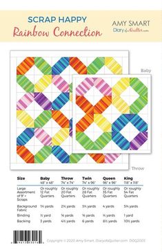 the rainbow quilt pattern is featured in this page, which shows how to make it