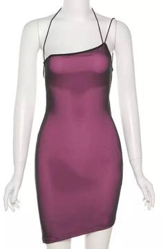 Baddie (Purple) Cute Mesh like Halter Tie Up backless Baddie mini Dresses Perfect for a night out on a town Purple One Shoulder Mini Dress For Night Out, Chic Purple Club Dress, Chic Purple Backless Mini Dress, Chic Purple Mini Dress For Party, Purple One Shoulder Evening Mini Dress, Purple Sleeveless Mini Dress For Evening, Purple Bodycon Dress With Spaghetti Straps For Evening, Purple Spaghetti Strap Bodycon Evening Dress, Purple Spaghetti Strap Bodycon Dress For Evening