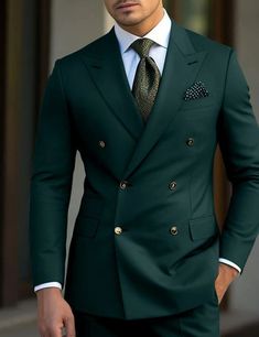 Dark Green Black Burgundy Men's Wedding Suits 2 Piece Plus Size Solid Colored Peak Lapel Slim Fit Double Breasted Six-buttons 2024 2024 - $95.99 Wedding Suit For Men, Green Suit Men, Black Mermaid Dress, Suit Prom, Prom Suits For Men, Mens Wedding Suits, Prom Suit