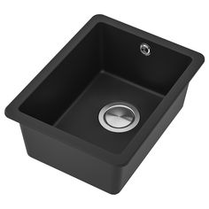 an image of a black square sink with knobs on the front and bottom part