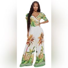 Fashion Nova Cabana Vibes White Combo Pant Suit Crop Top Printed Pant Set Puff Sleves Open Neckline Functional Tie Wide Leg Pants Elastic Waist Functional Back Zipper Pockets 100% Polyester White Printed Jumpsuits And Rompers For Vacation, Casual White Wide Leg Jumpsuits And Rompers, White Wide Leg Jumpsuits And Rompers For Beach, Fitted Wide Leg Jumpsuits And Rompers For Vacation, Fitted Wide-leg Jumpsuits And Rompers For Vacation, Spring White Wide Leg Jumpsuits And Rompers, Printed White Jumpsuits And Rompers For Day Out, White Wide-leg Jumpsuits For Day Out, White Bohemian Jumpsuit For Vacation