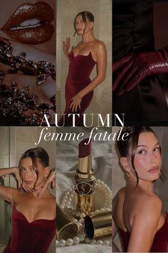 Autumn Palette inspiration for a femme fatale aesthetic Autumn Colour Analysis, Veronika Core, Soft Autumn Makeup