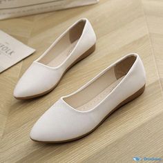 Orcajump - Professional Medical Assistant Leather Shoes with Slip Resistant Rubber Soles Flat Court Shoes With Rubber Sole, Casual Wide Fit Synthetic Heels, Casual Pointed Toe Slip-ons With Cushioned Footbed, White Flat Heel Walking Shoes, Casual Summer Court Shoes For Office, Casual Non-slip Ballet Flats With Flat Heel, Casual Synthetic Ballet Flats With Round Toe, Casual Summer Court Shoes With Round Toe, White Casual Slip-on Heels