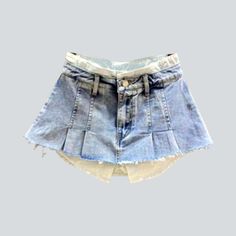 Welcome to the 2023 Spring-Summer Collection - street style at its finest! Unveil the exposed pocket color denim skort for fashionable women who love to make a statement. This mid-waist skort features a zipper and button closure. promises to make you look effortlessly stylish and chic.Why You'll Fall In Love Street Style: With its exposed pocket and unique zipper and button closure. this skort is the perfect mix of modern street style and classic fashion. Vibrant Color: An eye-catching color pro Trendy Bottoms With Built-in Shorts, Denim Skort With Built-in Shorts For Spring, Spring Denim Skort With Built-in Shorts, Trendy Cotton Skort With Built-in Shorts, Trendy Denim Skort With Built-in Shorts, Trendy Fitted Shorts With Pockets, Trendy Short Denim Skirt With Built-in Shorts, Denim Skort With Built-in Shorts For Summer, Chic Denim Blue Mini Skirt With Pockets