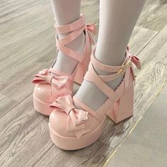 Kawaii Platform Shoes, Sepatu Platform, Bow Party, Zapatos Mary Jane, Mary Jane High Heels, Dr Shoes, Shoes Retro, Womens Mary Janes, Mary Jane Shoes Womens