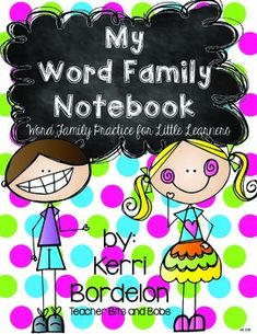 This Word Family Notebook Learning Pack includes everything you need to help your students learn about different word families and practice writing those words! There are 100 word family words included, including short and long vowel words, and many other spelling pattern words as well!Simply choose which word families you want to focus on during the year, copy those pages into a book, add the colored or blackline cover and you are ready to roll! Small Moment Writing, Family Notebook, Family Words, Family Activities Preschool, Long Vowel Words, Writing Portfolio, Spelling Patterns, Word Family, 100 Words