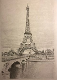 a drawing of the eiffel tower in paris